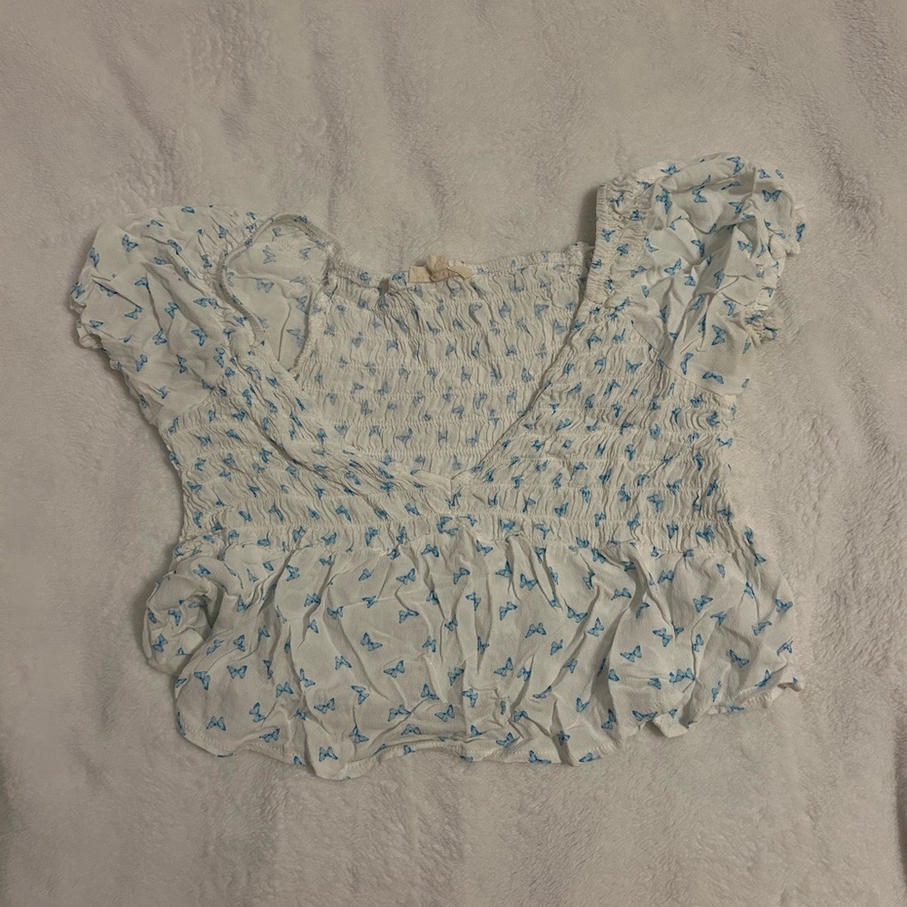 Pacsun Blue Butterfly Blouse